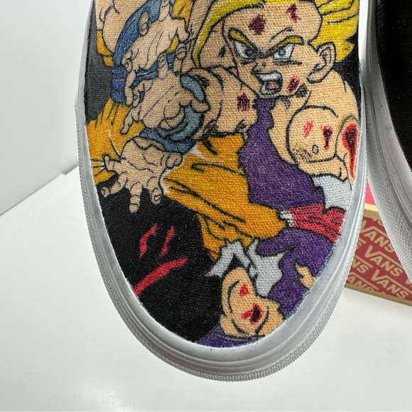 Vans Classic Slip On Mens 10.5 Custom Painted Dragon Ball Z Shoes Sneakers Skate - Picture 7 of 16